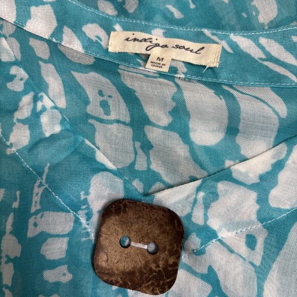 Indigo Soul Sheer Tunic Blouse Size M Asymmetric Oversized Coastal Beach Boho - Picture 3 of 7